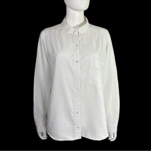 Lady Oak Hill Women’s Vintage Pleated Shoulder Button Down Long Sleeve Blouse